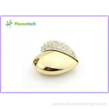 OEM Jewelry Crystal Heart USB Flash Drive , Heart Shape Pen